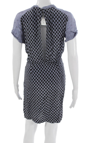 Isabel Marant Women Blouson Silk Geometric Short Sleeve Dress Size 36