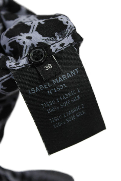 Isabel Marant Women Blouson Silk Geometric Short Sleeve Dress Size 36