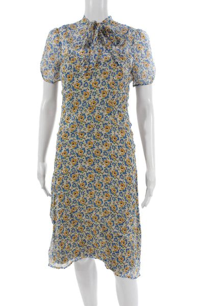 HVN Women Multicolor A-Line Dress High Neck Short Sleeve Size 2