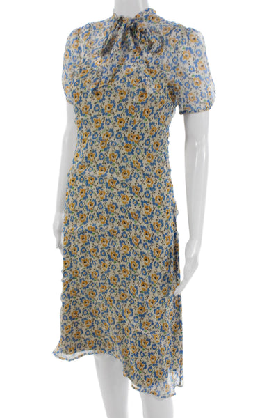 HVN Women Multicolor A-Line Dress High Neck Short Sleeve Size 2