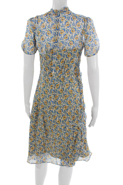 HVN Women Multicolor A-Line Dress High Neck Short Sleeve Size 2