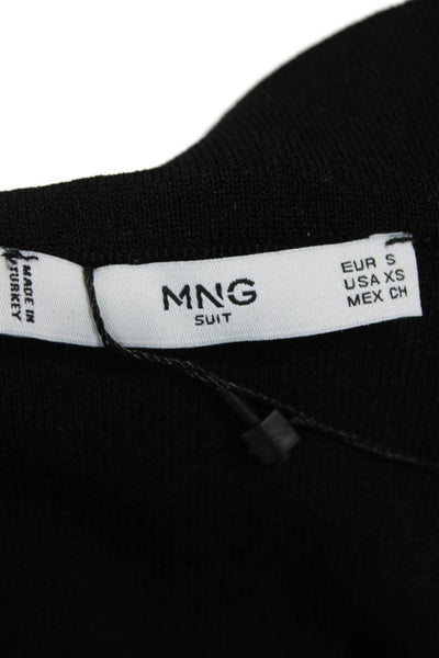 MNG Women Straight Pencil Skirt Black Viscose Knee Length Button Size 2