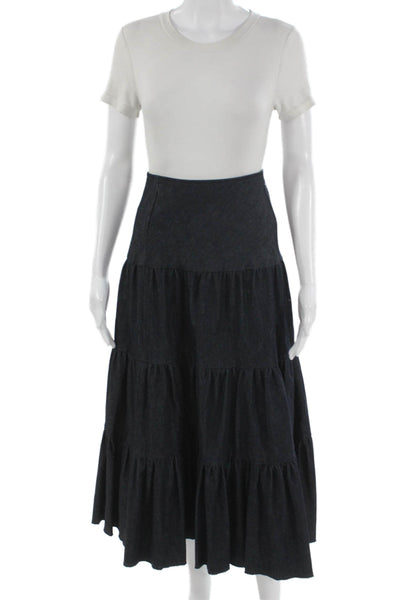 Chloe Womens Peasant Long Cotton Skirt Blue Zip Size 34