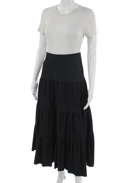 Chloe Womens Peasant Long Cotton Skirt Blue Zip Size 34