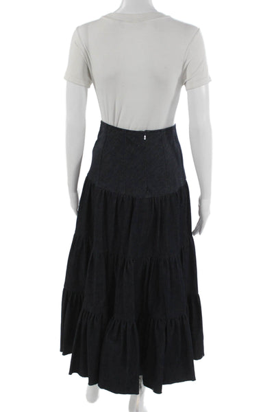 Chloe Womens Peasant Long Cotton Skirt Blue Zip Size 34