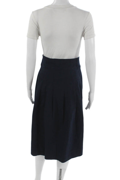 Sea New York Womens Blue Cotton A-Line Skirt Knee Length Button Size 2