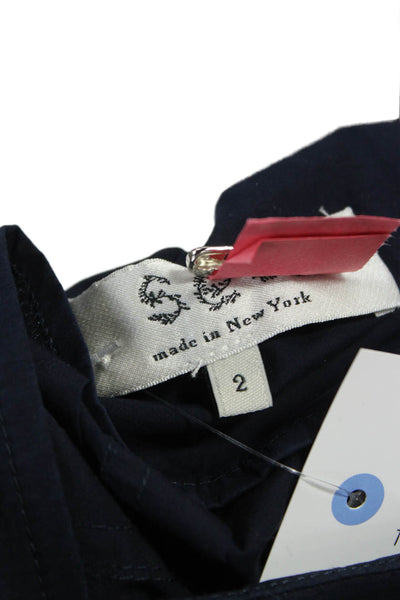 Sea New York Womens Blue Cotton A-Line Skirt Knee Length Button Size 2