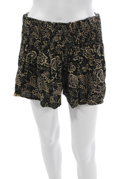 Isabel Marant Etoile Women Black Floral Cotton Pull On Shorts Size 36
