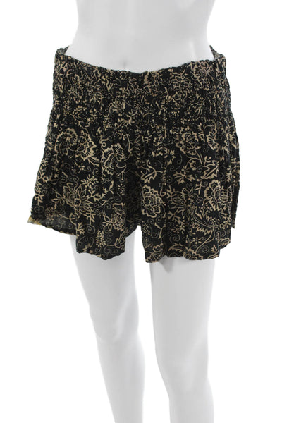 Isabel Marant Etoile Women Black Floral Cotton Pull On Shorts Size 36