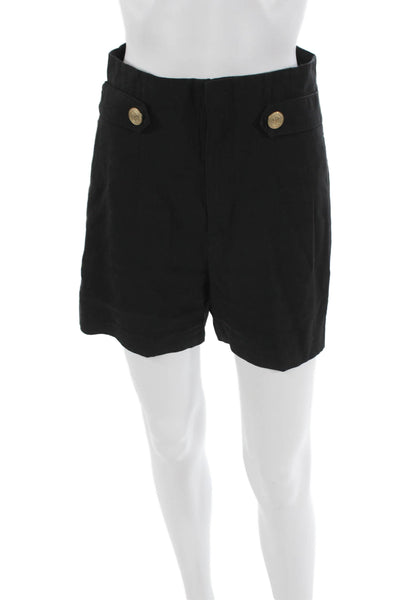 Zara Womens Sailor Black Viscose Shorts Zip Closure Size S