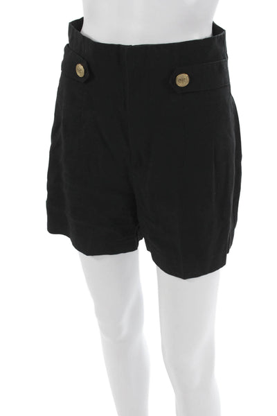 Zara Womens Sailor Black Viscose Shorts Zip Closure Size S