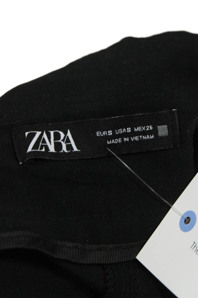 Zara Womens Sailor Black Viscose Shorts Zip Closure Size S