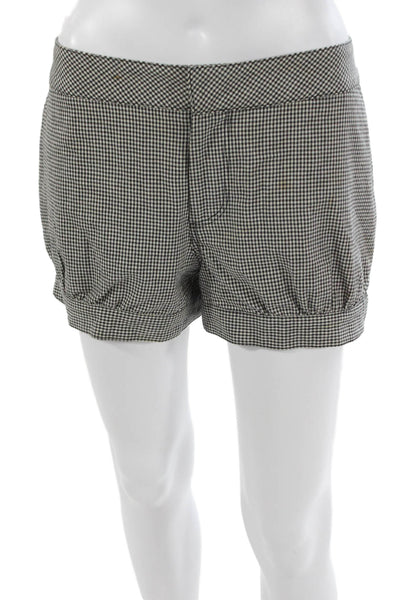 L Agence Women Black Check Cotton Hot Pants Zip Size 4