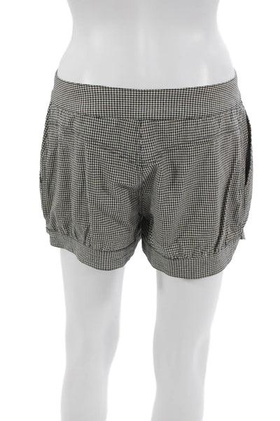 L Agence Women Black Check Cotton Hot Pants Zip Size 4