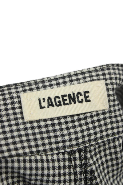 L Agence Women Black Check Cotton Hot Pants Zip Size 4