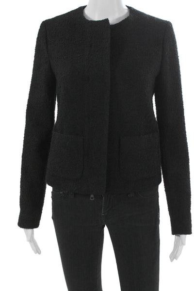 Carine Roitfeld For Uniqlo Womens Jacket Black Wool Zip Long Sleeve Size S