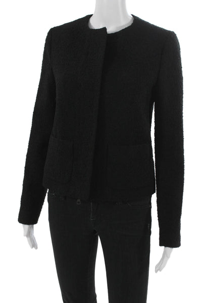 Carine Roitfeld For Uniqlo Womens Jacket Black Wool Zip Long Sleeve Size S