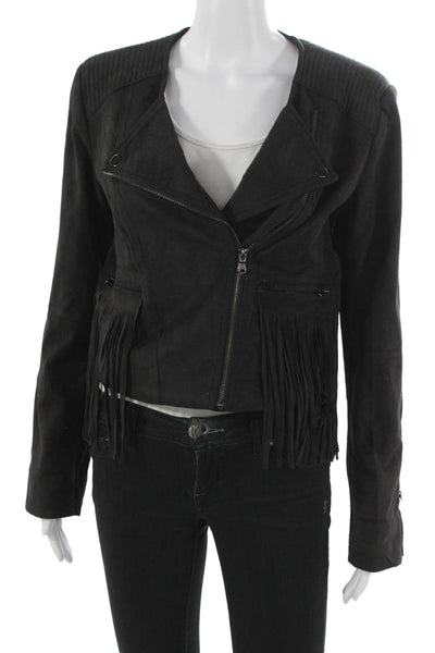 Fate. Womens Biker Jacket Black Zip Long Sleeve 92% Polyester Size M