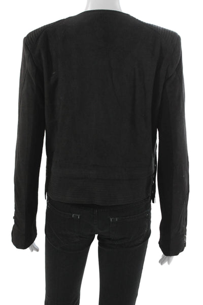 Fate. Womens Biker Jacket Black Zip Long Sleeve 92% Polyester Size M