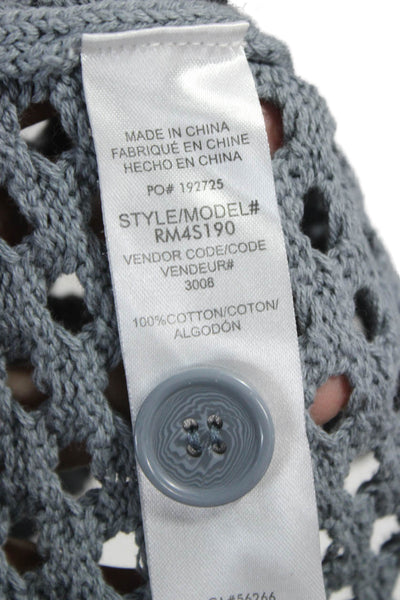 Splendid Women Cardigan V Neck Short Sleeve 100% Cotton Gray Size S