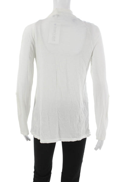 Splendid Women Cardigan Collared Supima Cotton Long Sleeve White Size S
