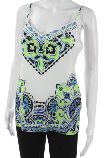 Hale Bob Women Camisole White Geometric V-Neck Polyester Size S