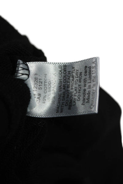 Lauren Moshi Womens Full Zip Hoodie V Neck Black Cotton Long Sleeve Size M