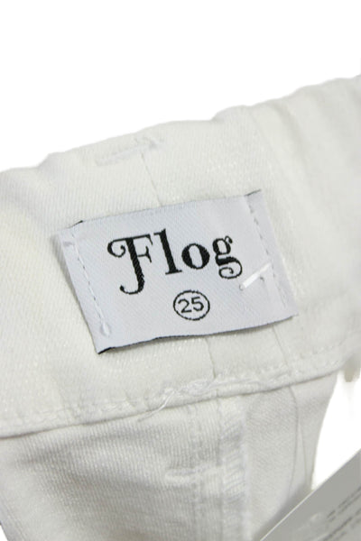 Flog Women Ankle Pants White Animal Print Cotton Pull On Size 25