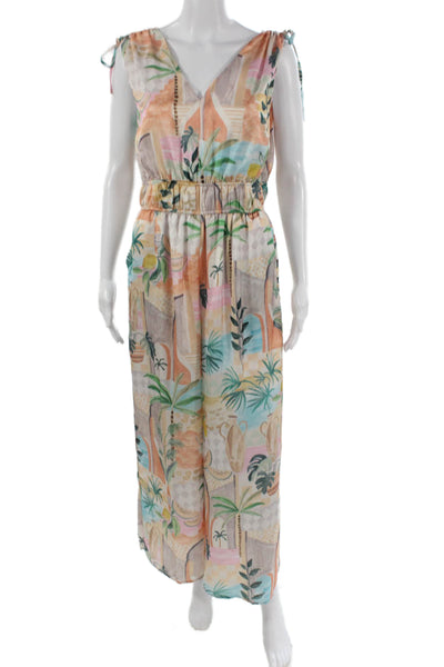 Dress Forum Women Jumpsuit Multicolor Floral V-Neck Sleeveless Polyester Size S