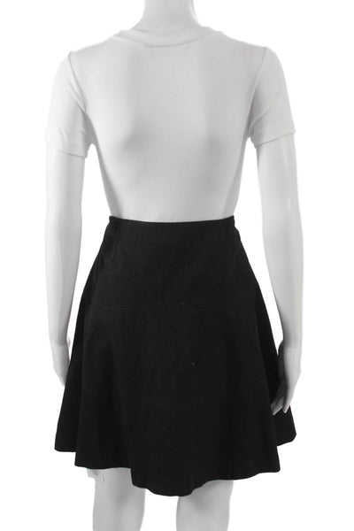 Boden Women A-Line Wool Blend Mini Skirt Black Zip Size 8
