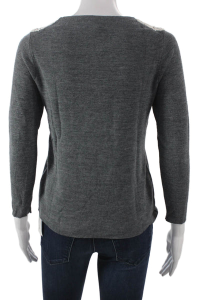 J Crew Womens Merino Wool Pullover Sweater Gray Long Sleeve Crew Neck Size PM