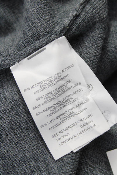 J Crew Womens Merino Wool Pullover Sweater Gray Long Sleeve Crew Neck Size PM