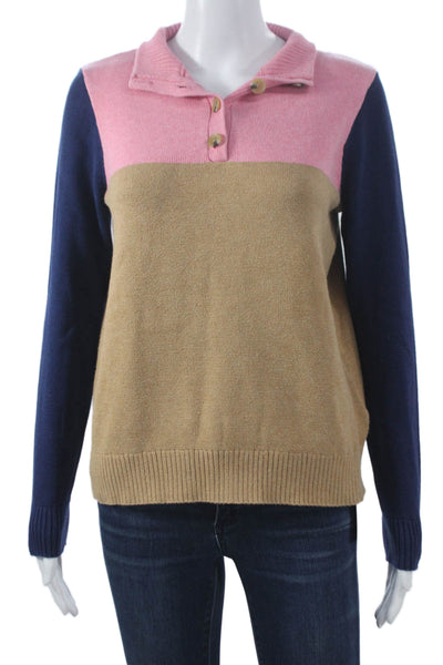 J Crew Womens Collared Pink Cotton Pullover Sweater Long Sleeve Size S