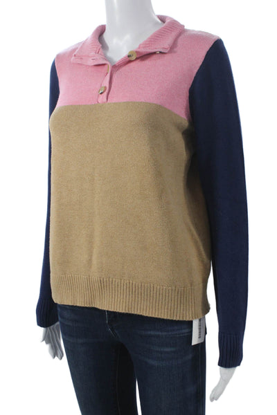 J Crew Womens Collared Pink Cotton Pullover Sweater Long Sleeve Size S