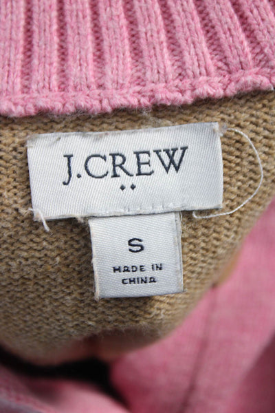 J Crew Womens Collared Pink Cotton Pullover Sweater Long Sleeve Size S