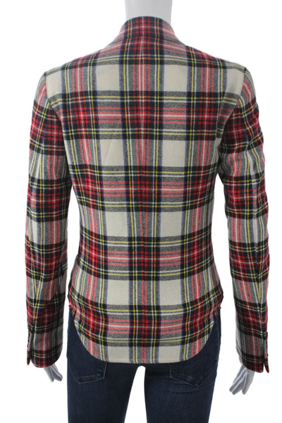 R13 Womens Wool Plaid Blazer Button Long Sleeve Multicolor Size XS