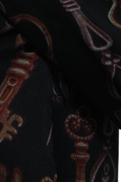 L'Agence Women Black Silk Long Sleeve Wrap Dress Size 2