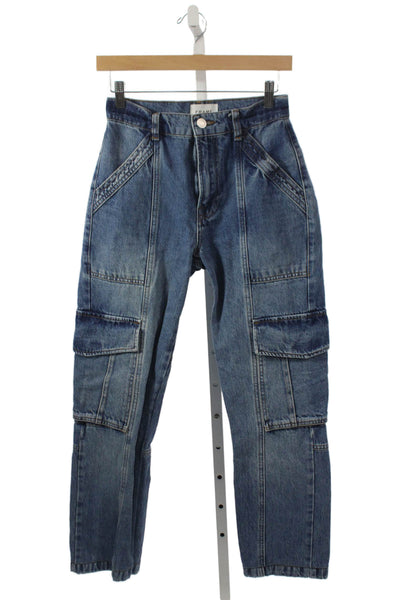 Frame Womens Straight Jeans Blue High Rise Button Size 24