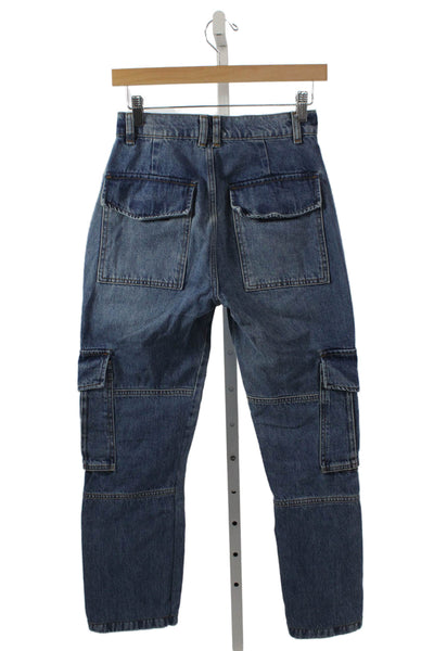 Frame Womens Straight Jeans Blue High Rise Button Size 24