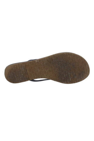 TKEES Womens Leather Liners Slip-On Flat Thong Flip-Flops Blue Size 7