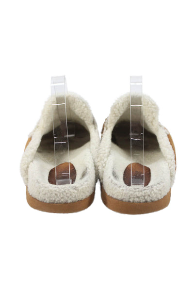Maeve Anthropologie Womens Faux Shearling Loafer Mules Brown Size 8