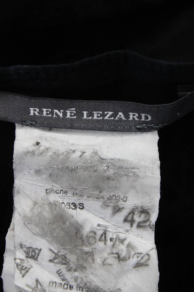 Rene Lezard Women A-Line Long Black Cotton Geometric Skirt Zip Size 42