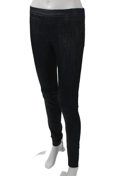 Catherine Malandrino Women Ankle Leggings Blue Striped Polyester Zip Size 4