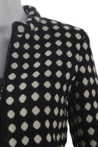 Akris Punto Women Basic Jacket Black Wool Polka Dot Zip Long Sleeve Size 6