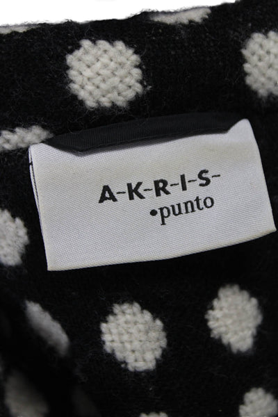 Akris Punto Women Basic Jacket Black Wool Polka Dot Zip Long Sleeve Size 6