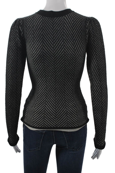Emporio Armani Womens Black Herringbone Pullover Round Neck Long Sleeve Size 4