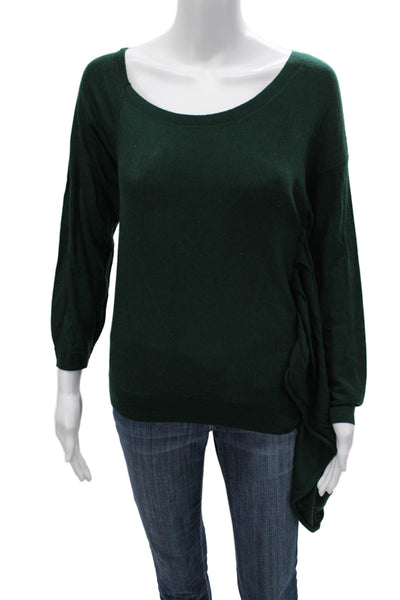 The Fold Women Merino Wool Scoop Neck Pullover Sweater Green Long Sleeve Size S