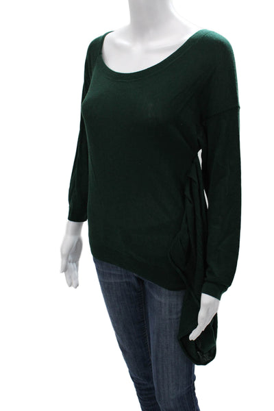 The Fold Women Merino Wool Scoop Neck Pullover Sweater Green Long Sleeve Size S
