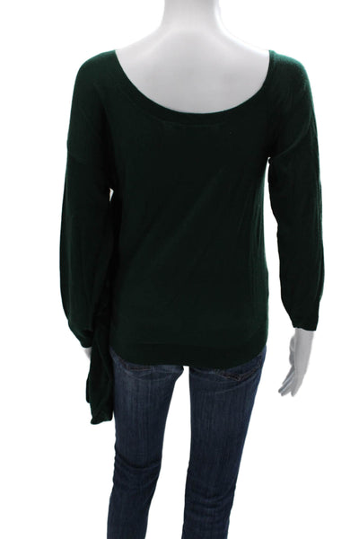The Fold Women Merino Wool Scoop Neck Pullover Sweater Green Long Sleeve Size S