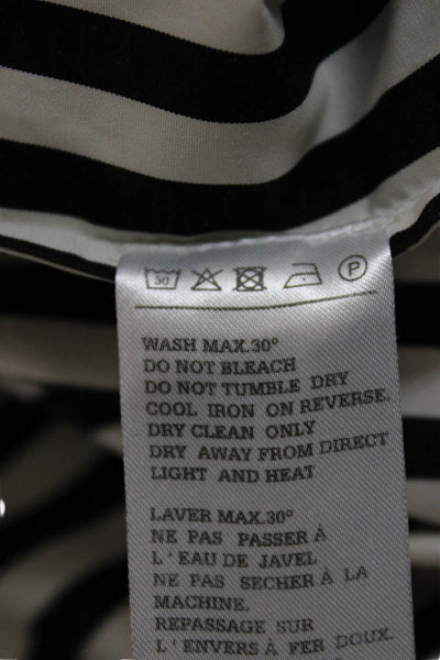 Tove Womens Tunic Blouse Black Striped Collared Long Sleeve Cotton Size 34